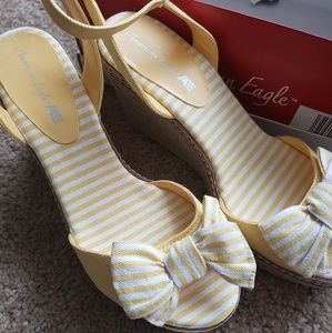 Women's Yellow & White Striped Ankle Espadrilles